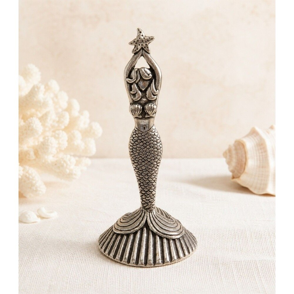 Basic Spirit Pewter Mermaid Ring Holder Starfish Coastal Nautical Decor 3.25"
